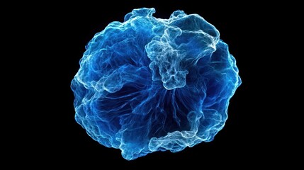 Abstract Blue Energy Orb Glowing In Darkness