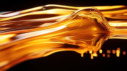 Golden Liquid Flowing In Waves Abstract Design