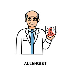  Allergist Doctor with an Allergy Symbol, Representing Allergy Testing and Immunological Treatment