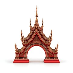 Fototapeta premium A vibrant 3D model of a Chinese pagoda, rendered in bright yellow and white with black accents.