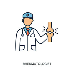Fototapeta premium Vector Icon of a Rheumatologist Holding a Joint Icon: Symbol of Rheumatology