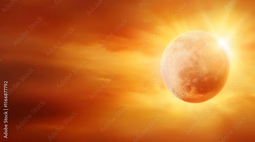 Canvas Prints a bright orange moon in the sky with the sun shining through the clouds