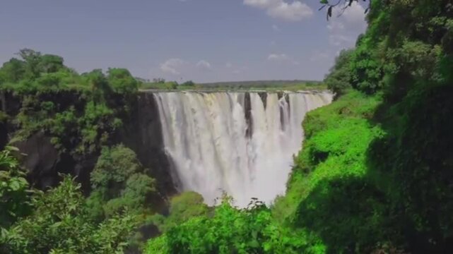 Victoria water fall zinbabwe hd drone video fotage