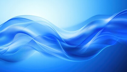 Obraz premium Abstract Blue Wave Background Flowing Smooth Lines Digital Art Serene Design