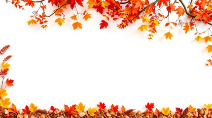 A beautiful border with falling autumn leaves, ideal for seasonal designs and elegant visual projects.