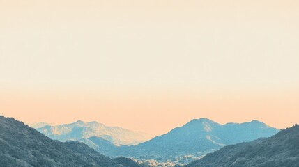 Obraz premium Vintage Sunrise Duotone: Majestic Mountain Vista in Soft Orange and Deep Blue Tones with a Grainy Effect