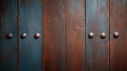 Fototapeta premium A close up of a wooden door with metal knobs
