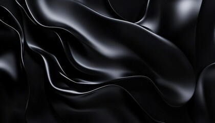Obraz premium Abstract Black Draped Fabric Elegant Dark Textile Background Smooth Waves and Curves Texture