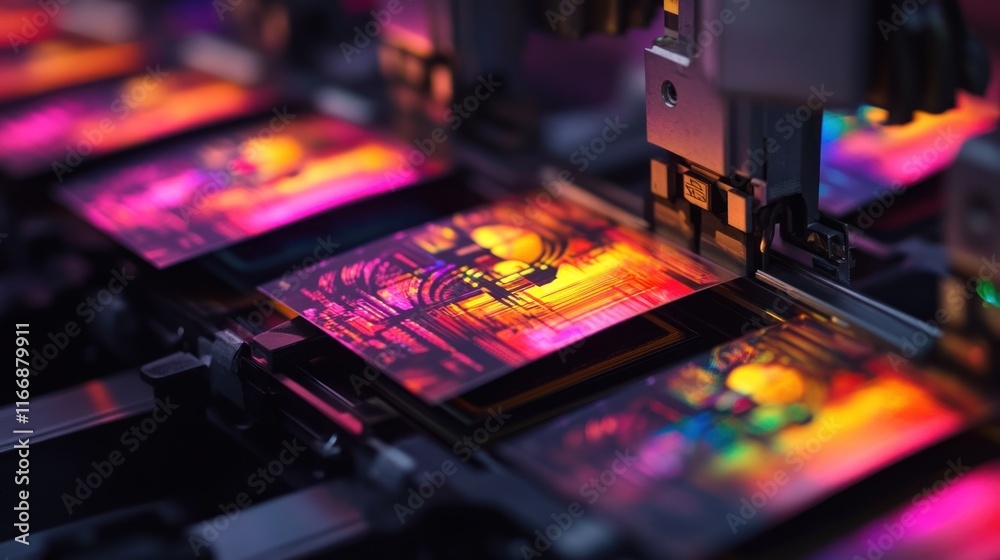 Aufkleber Automated Microchip Manufacturing Process Colorful Circuits