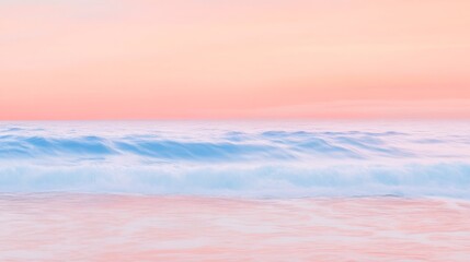 Serene Vintage Coastal Duotone with Crashing Waves in Coral and Blue Tones