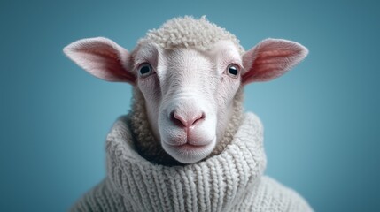 Obraz premium A close up of a sheep wearing a sweater