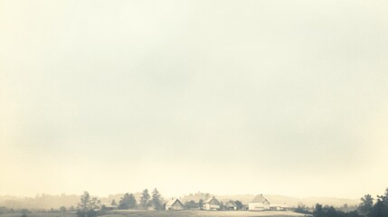 Naklejka premium Twilight Charm: Vintage Duotone Farm Scene with Warm Amber and Muted Gray Tones