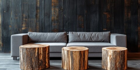 Modern Living Room Interior with Rustic Accents