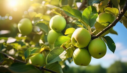The green apples on tree