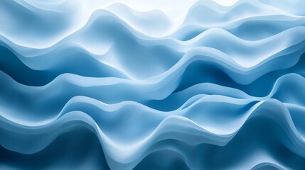 Fototapeta premium ocean waves form dynamic shapes, blending soft blue tones., Generative AI