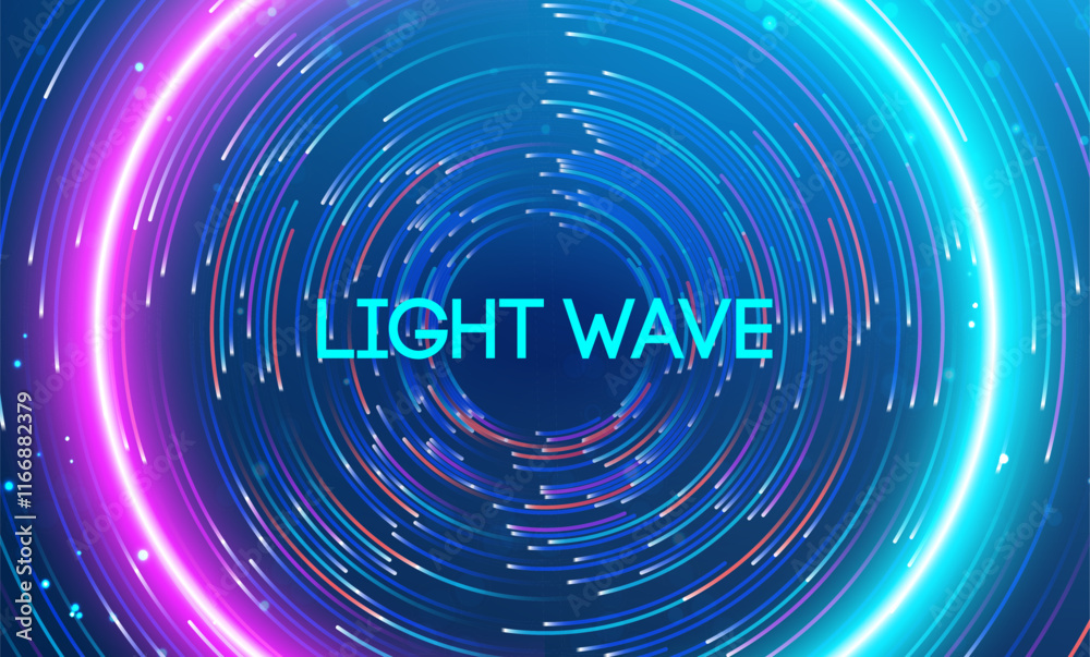 Aufkleber light wave encircled by glowing neon swirls and flowing energy. big data and data science integratio