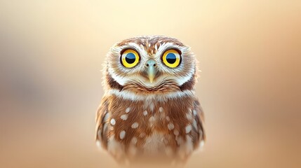 Fototapeta premium A close up of an owl with yellow eyes