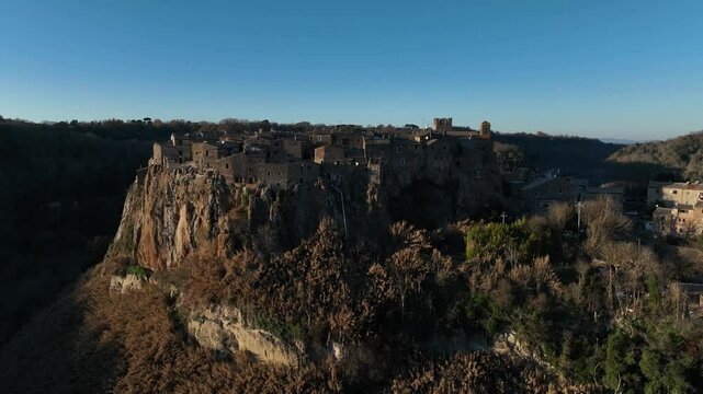 The medieval village of Calcata built on a tuff mountain. Lazio, Italy.
Aerial view of the tuff houses of the characteristic village of Calcata in the province of Viterbo near Rome.