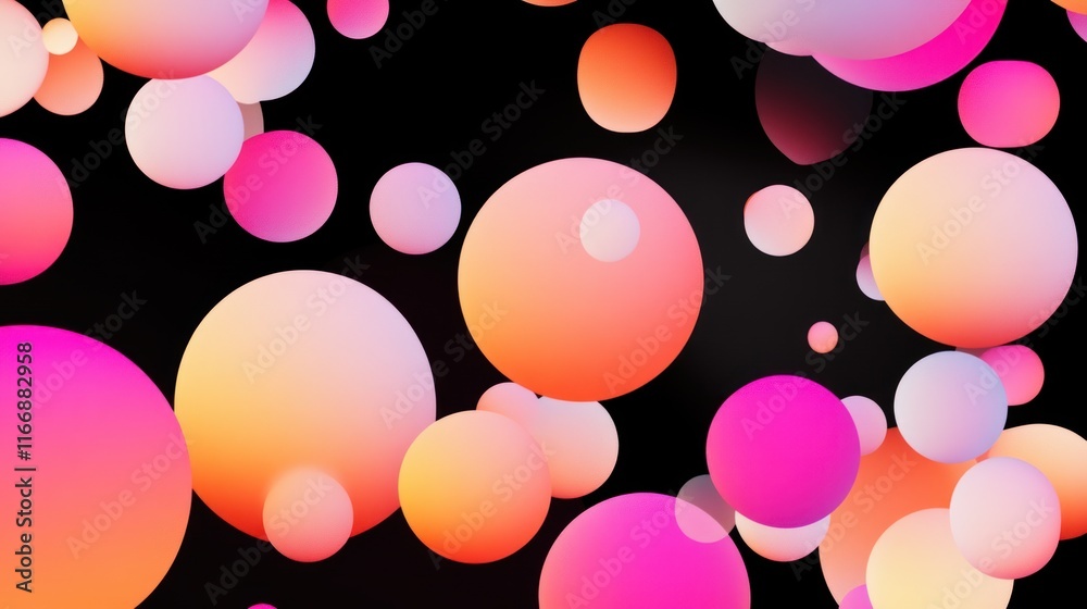 Poster Abstract Colorful Spheres Floating in Dark Space