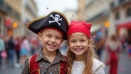 Fototapeta premium Cute pirate kids