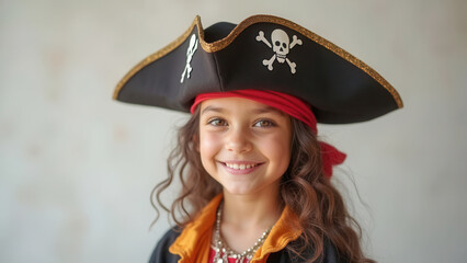 Obraz premium Happy kid in pirate costume