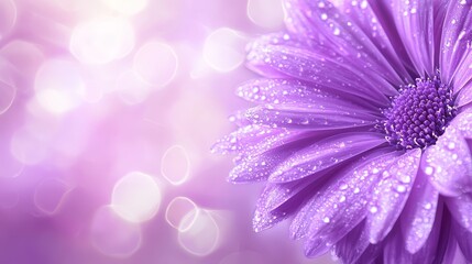 Obraz premium A purple flower with water droplets on it