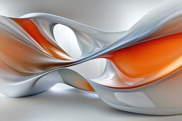 Abstract Orange and Grey Fluid Forms
