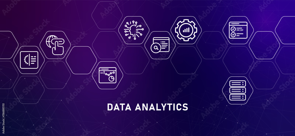 Poster data analytics big database interpretation gradients information research statistics technology web 