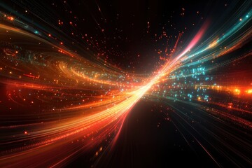 Obraz premium Abstract Light Trails and Data Streams