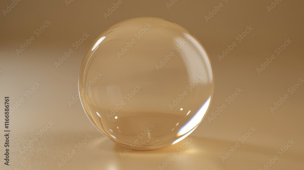 Poster translucent sphere on a beige surface background
