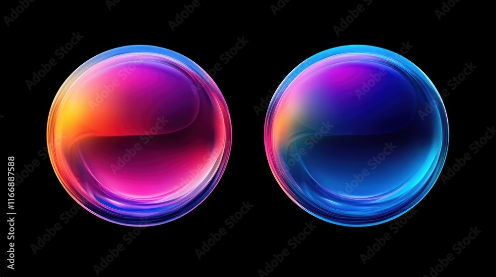Poster two vibrant glowing orbs display contrasting colors