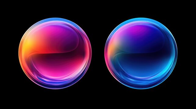 Two vibrant glowing orbs display contrasting colors