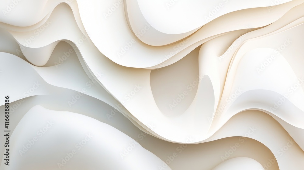 Poster abstract white and cream curving layers design
