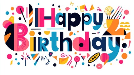 Fototapeta premium Happy Birthday Colorful Abstract Design Celebration