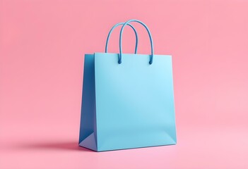 Pink blue 3d rendered shopping bag isolated