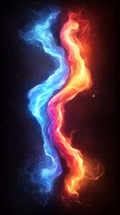 Fototapeta premium a colorful fire and water wave on a black background