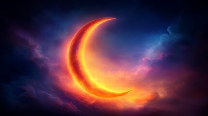 Fototapeta premium A crescent in the sky with clouds in the background