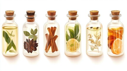 Aromatic Essential Oils in Glass Bottles