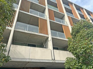Modern apartment block with balconies