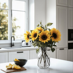 sunflowers in the kitchen