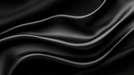 Obraz premium A black satin background with folds and folds
