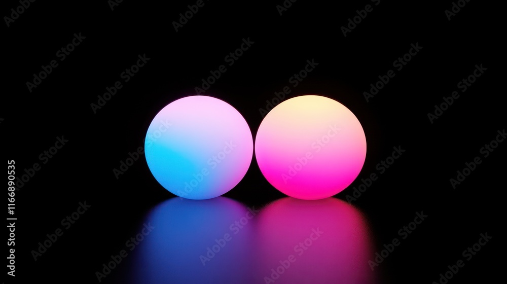 Poster Two Illuminated Spheres Displaying Gradient Colors