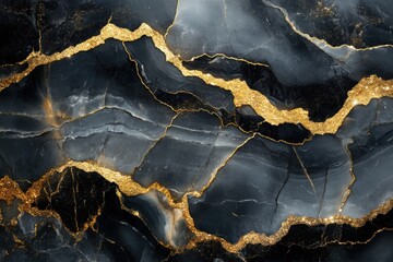 Fototapeta premium Black and Gold Marble Texture with Glitter
