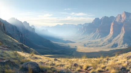 Fototapeta premium Majestic Mountain Valley at Sunrise
