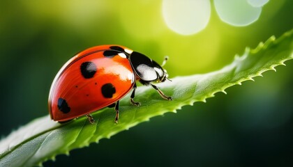 Fototapeta premium The ladybug on grass