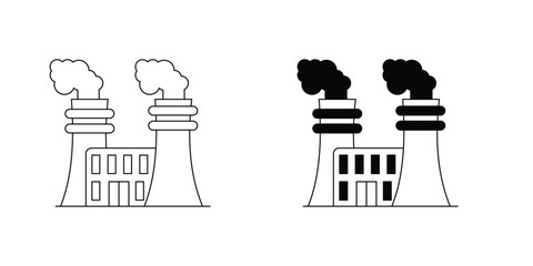 Thermal Power  set icon with white background vector stock illustration