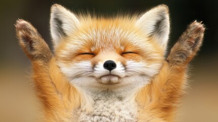 Obraz premium A close up of a red fox with its eyes closed