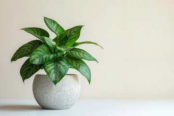 A potted plant sitting on top of a white table
