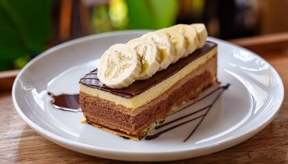 piece of cake with chocolate & banana