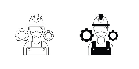 Industry Worker  set icon with white background vector stock illustration